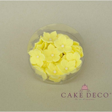 Cake Deco yellow Petunia with white pearl (30pcs)