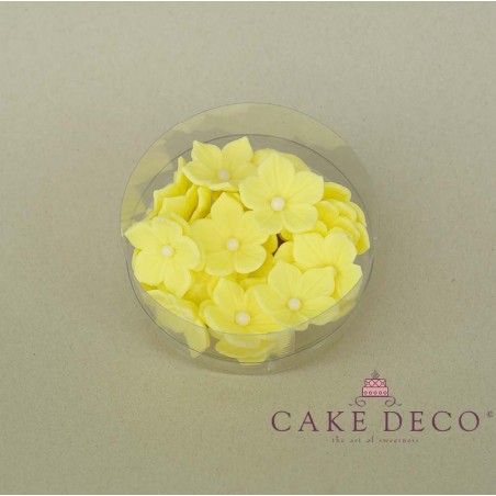 Cake Deco yellow Petunia with white pearl (30pcs)