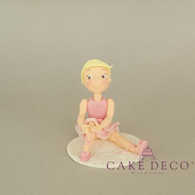 Cake Deco small Ballerina with blonde hair and babypink dress