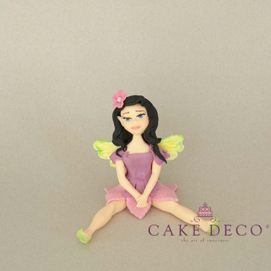Cake Deco brunet Fairy with purple dress 