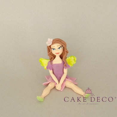 Cake Deco Fairy with brown hair and purple dress