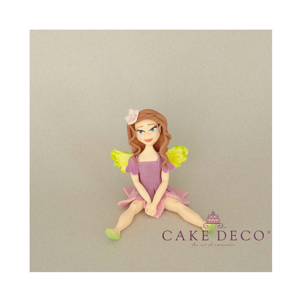 Cake Deco Fairy With Brown Hair And Purple Dress