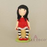 Cake Deco little brunette girl without mouth (inspired by the cartoon figure Gorjuss)