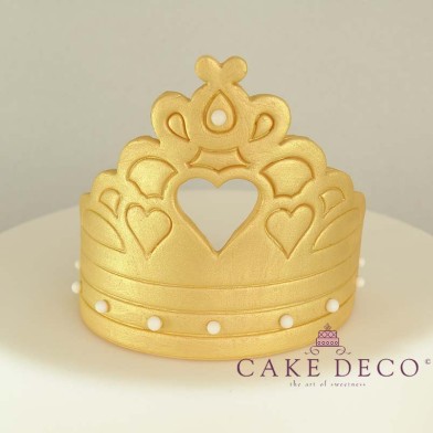 Cake Deco Gold Crown with heart in the centre