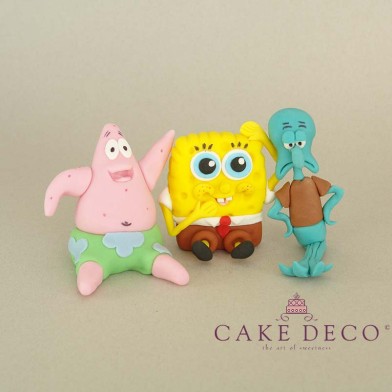 Cake Deco Sponge figure with its friends (inspired by the cartoon SpongeBob)