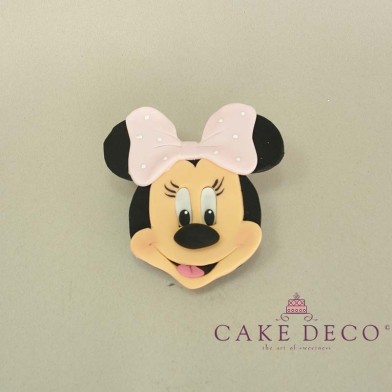 Cake Deco Label with Mouse Girl with babypink bow (inspired by the Disney figure Minnie)