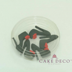 Cake Deco black women's High Heel Shoe with pink bow (5pcs) 