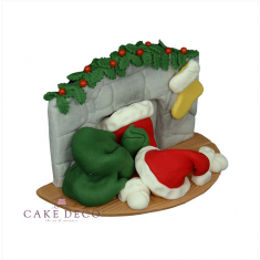 Handmade sugarpaste Topper 'Fireplace with gifts'