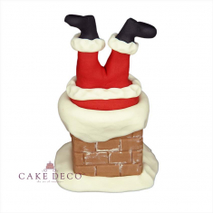 Handmade sugarpaste Topper 'Santa stuck in the chimney'