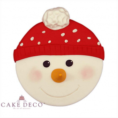 Handmade sugarpaste plaquette topper 'Snowman with Hoodie'