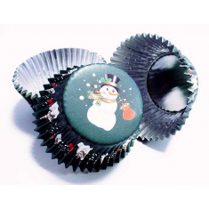 Θήκες αλουμινίου για Cupcakes Χιονάνθρωπος - 30 Τεμ