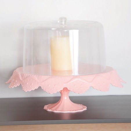 Papillon Large Pink Transparent Cake Stand ø 280 x H120mm