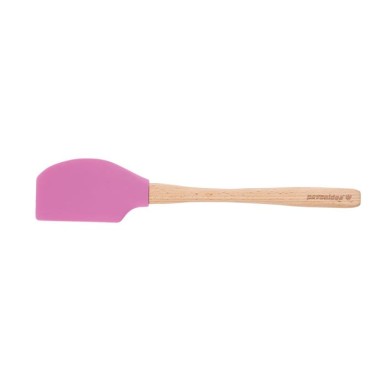 Ροζ Σπάτουλα σιλικόνης με ξύλινη χειρολαβή