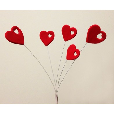 Heart with design on a Wire 5pcs/branch