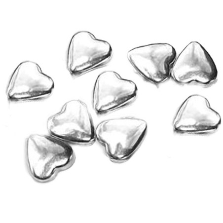 Metallic Silver Choco Hearts D1cm 180g