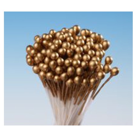 Gold Small Round Pearl Stamens 288 heads per package