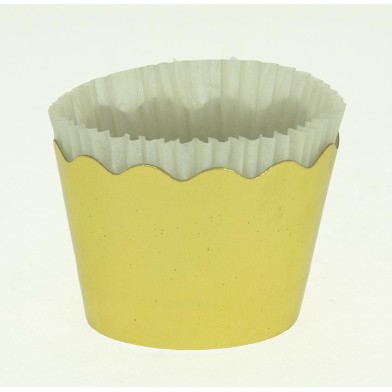 Metallic Gold Small Cupcake Cups with anti-stick Baking Sheet D5,7xH4cm-65pcs