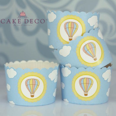 Vintage Air Balloon Cupcake Baking Cases  with anti-stick liner D7xH4,5cm. 20pcs