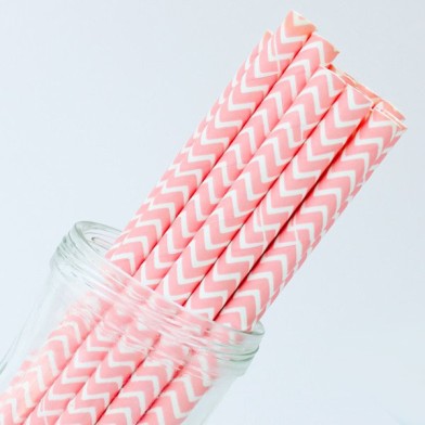 Chevron Paper Straws Light Pink
