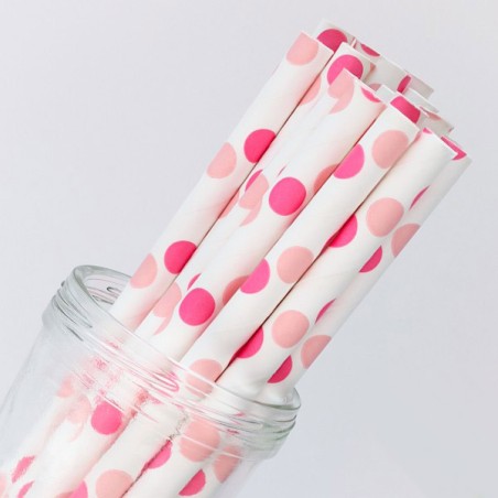 Dot Paper Straws Pink/Light Pink