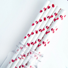 Heart Paper Straws Red Foil
