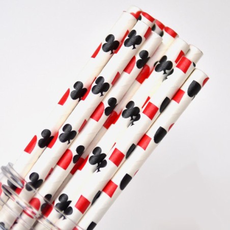 Pattern Paper Straws Casino Cards