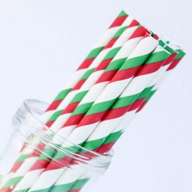 Stripe Paper Straws Red/Green