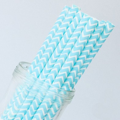 Chevron Paper Straws Light Blue