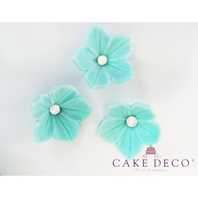 Cake Deco Turquoise Petunias with White Pearl (30pcs)