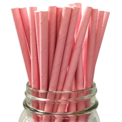 Solid Paper Straws Light Pink