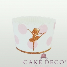 Βallerinas Pink Dots Cupcake Baking Cases with anti-stick liner D7xH4,5cm. 65pcs