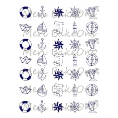 Ναυτικό Καλοκαίρι Σχέδια Meri BakeOns Φύλλο για Mαρεγκάκια 
