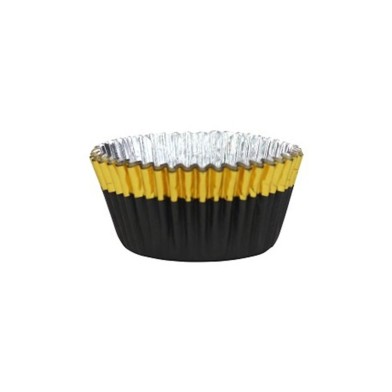 Cupcake Cases Foil Lined - Black with Gold Foil Trim Pk/30