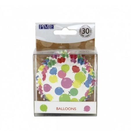 Cupcake Cases Foil Lined - Balloons Pk/30