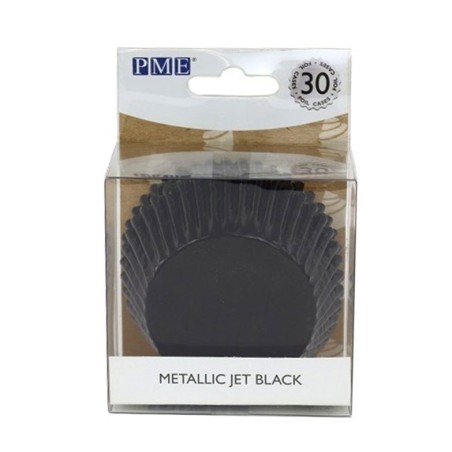 Cupcake Cases Foil Lined - Metallic Jet Black Pk/30