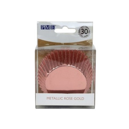 Cupcake Cases Foil Lined - Metallic Rose Gold Pk/30