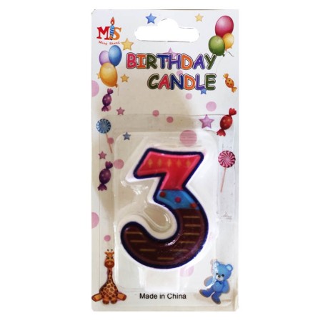 No.3 Colorful Fancy Birthday Candle (Box 12pcs)