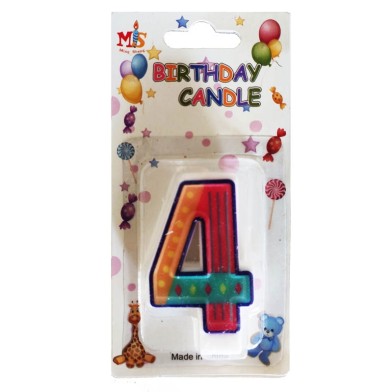 No.4 Colorful Fancy Birthday Candle (Box 12pcs)