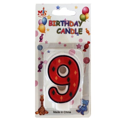 No.9 Colorful Fancy Birthday Candle (Box 12pcs)
