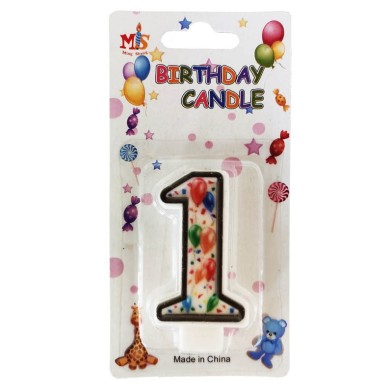 No.1 Colorful Baloon Birthday Candle (Box 12pcs)