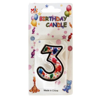 No.3 Colorful Baloon Birthday Candle (Box 12pcs)