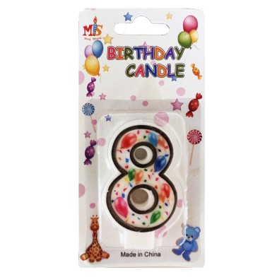 No.8 Colorful Baloon Birthday Candle (Box 12pcs)