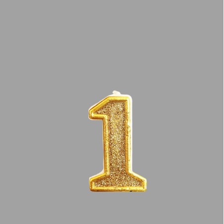 No.1 Gold Glitter Birthday Candle