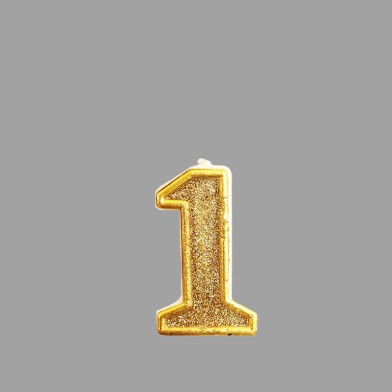 No.1 Gold Glitter Birthday Candle (Box 12pcs)