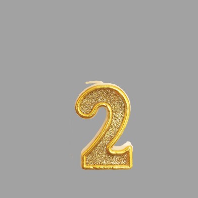 No.2 Gold Glitter Birthday Candle (Box 12pcs)