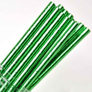 Solid Paper Straws Green Foil