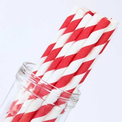 Stripe Paper Straws Red White
